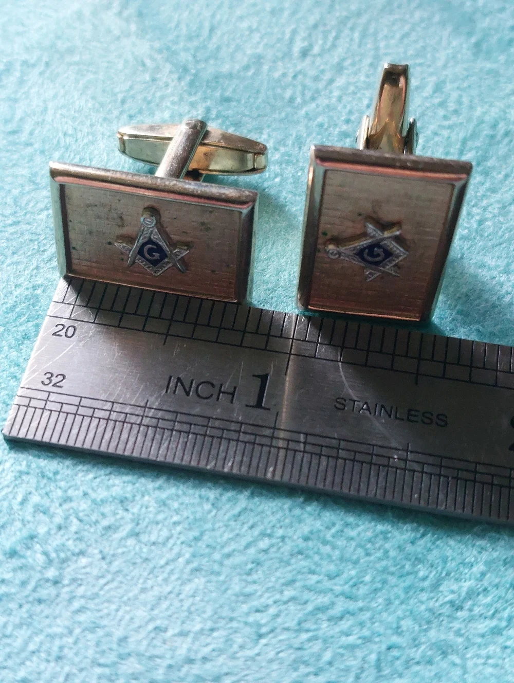 Freemason Cufflinks, Lot of Two Pairs, Brands Hickock & Foster Goldtone, Vintage